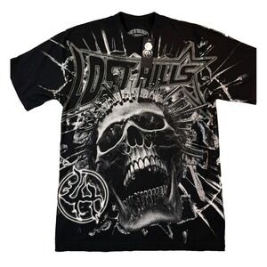 Lost Hills TShirt Mens M Black Insane Skull AOP Graphic Gothic Streetwear NWT